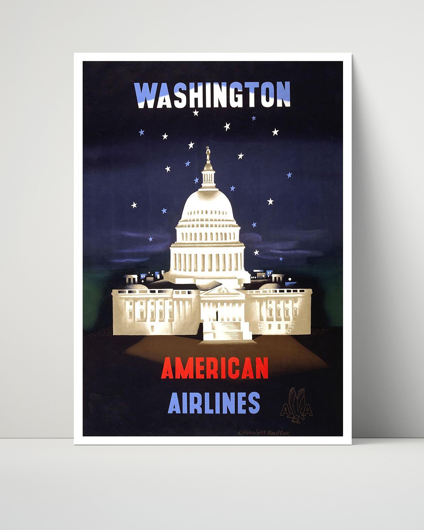 Washington DC Capitol Vintage Travel Print 16x20 Unframed Print travel wall art print