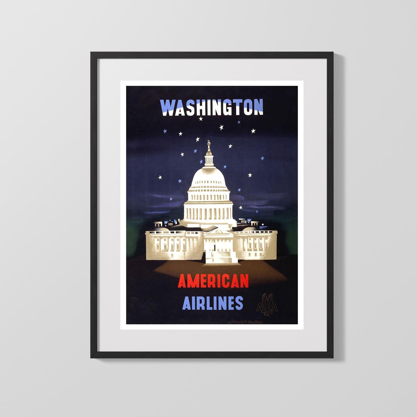 Classic Travel Poster - Washington D.C. - Greyhound Travel Travel Vintage Framed Prints Gallery Frame 16x20