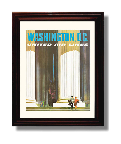 Washington DC United Airlines travel poster wall art 8x10 Canvas