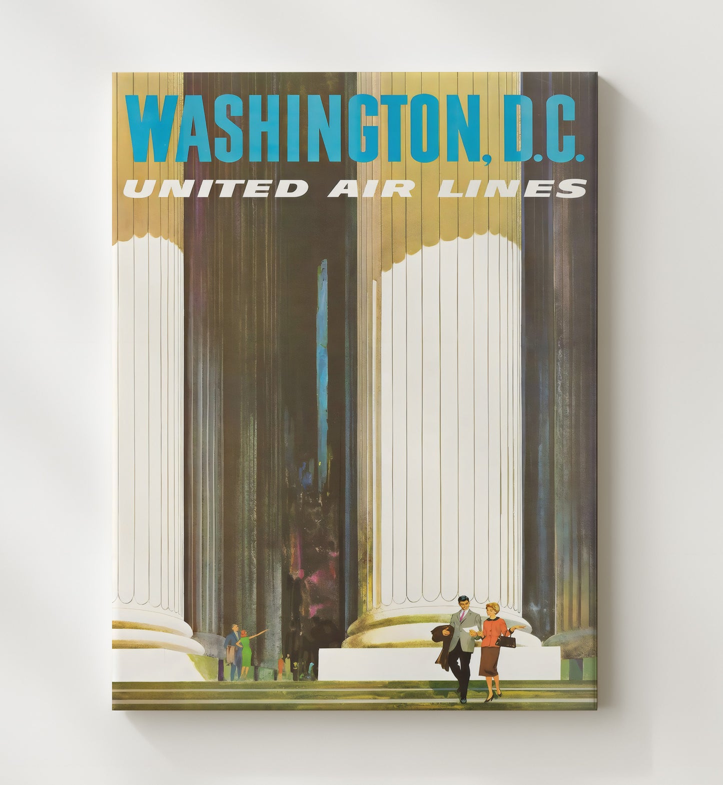 Washington DC United Airlines Vintage Travel Print 20x24 Canvas travel wall art print