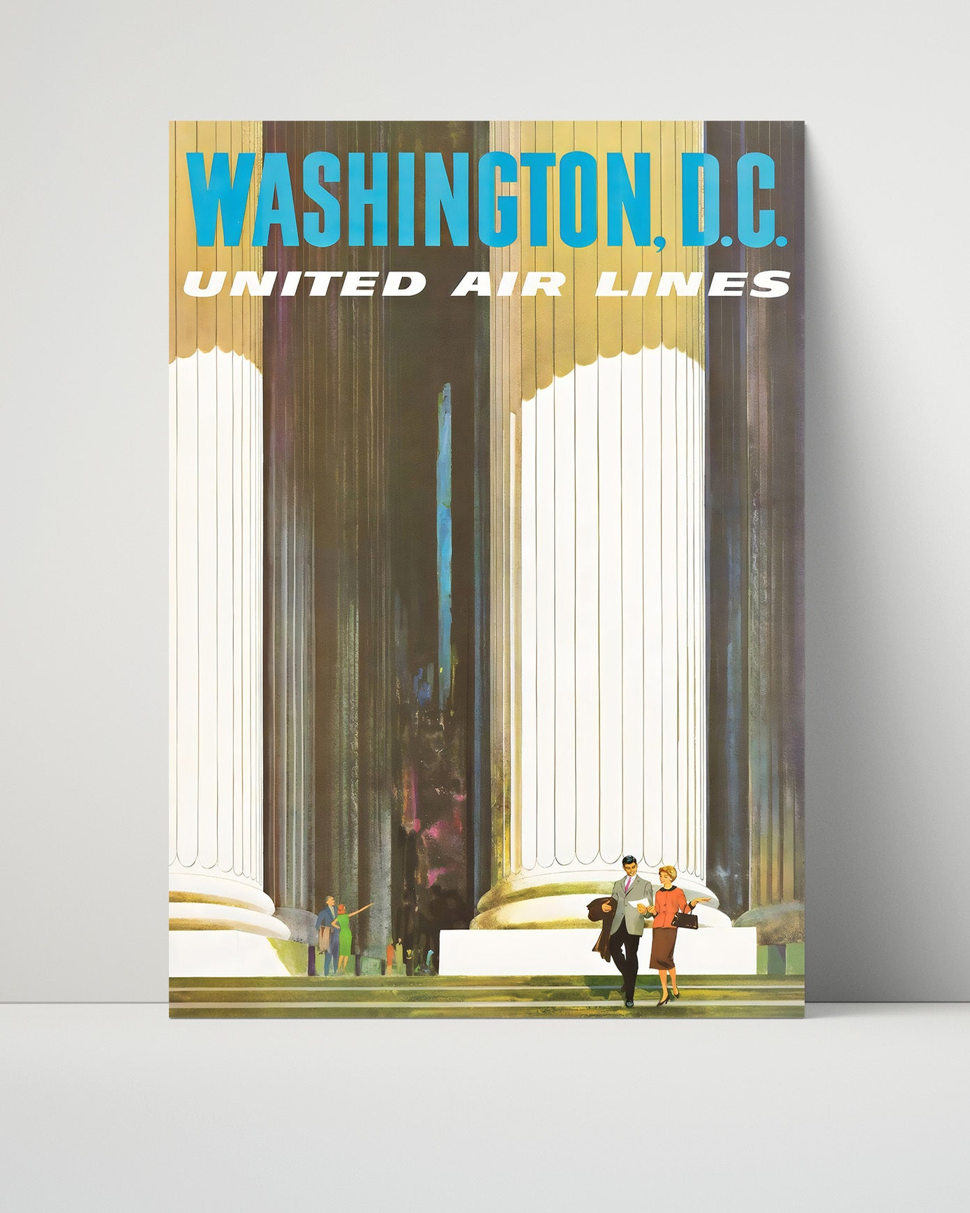 Washington DC United Airlines Vintage Travel Print 16x20 Unframed Print travel wall art print