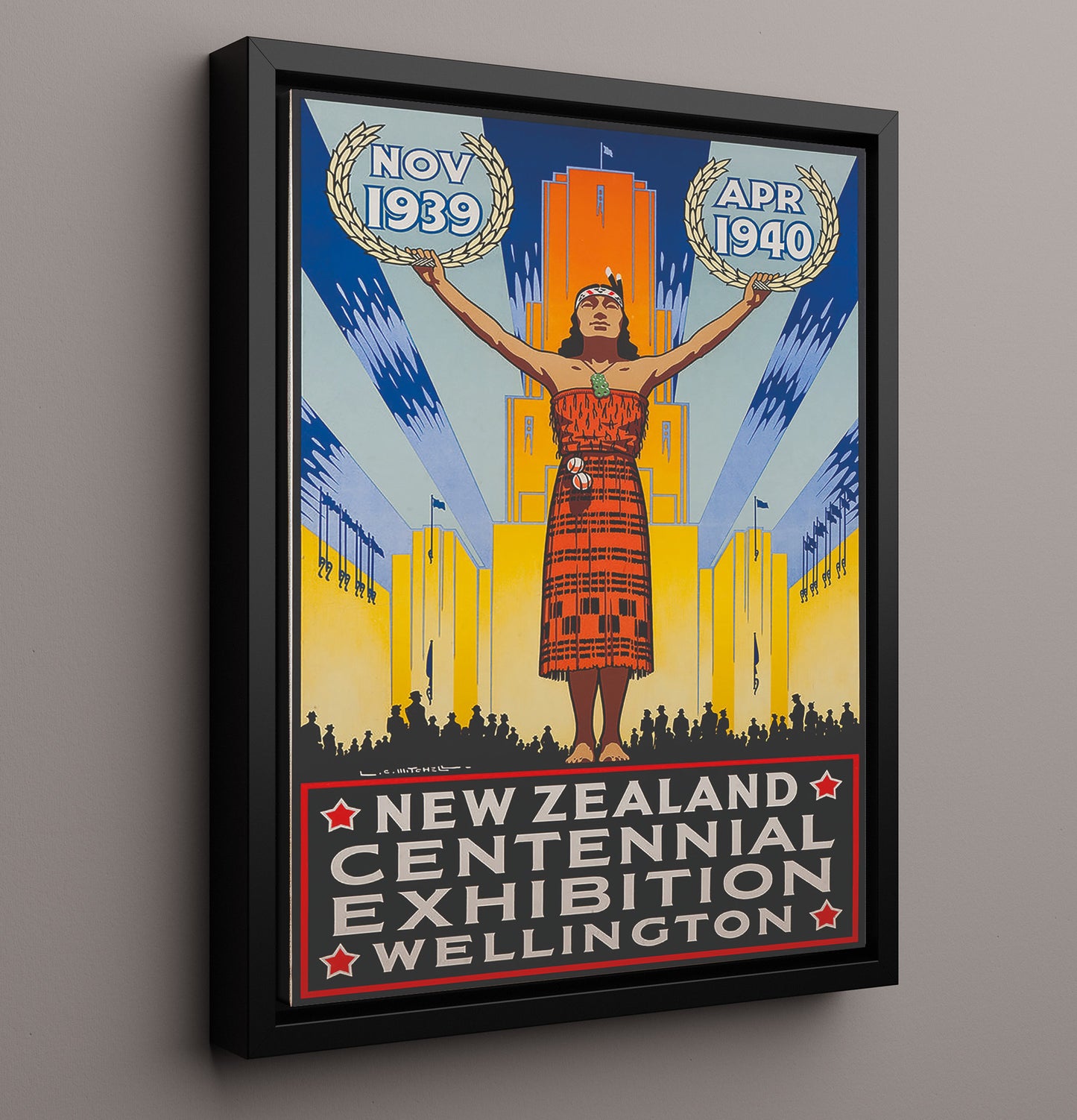Wellington Centennial Exhibition 1939 1940 Vintage Travel Print 16x20 Framed Canvas travel wall art print