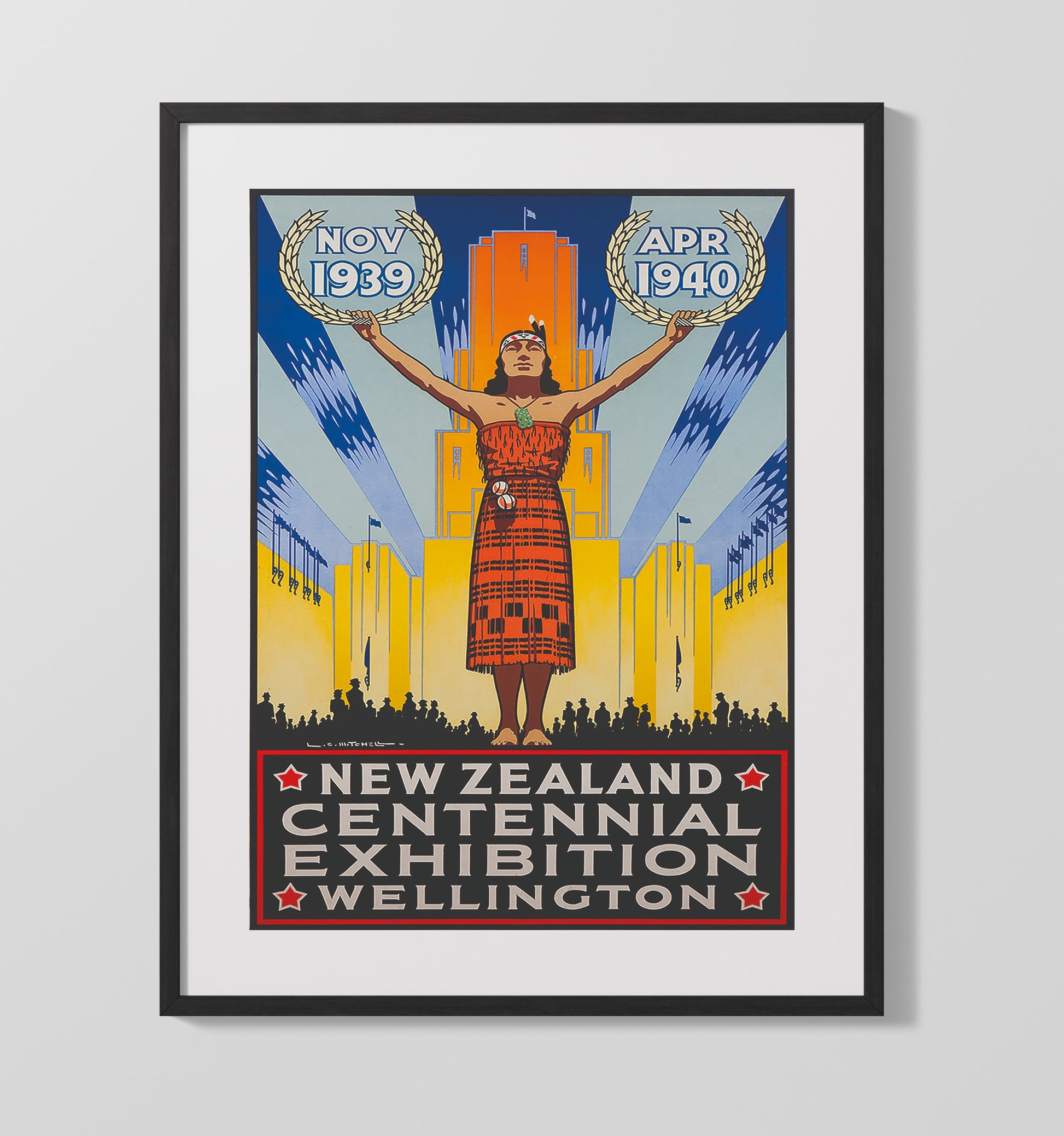 Wellington Centennial Exhibition 1939 1940 Vintage Travel Print 16x20 Gallery Frame travel wall art print
