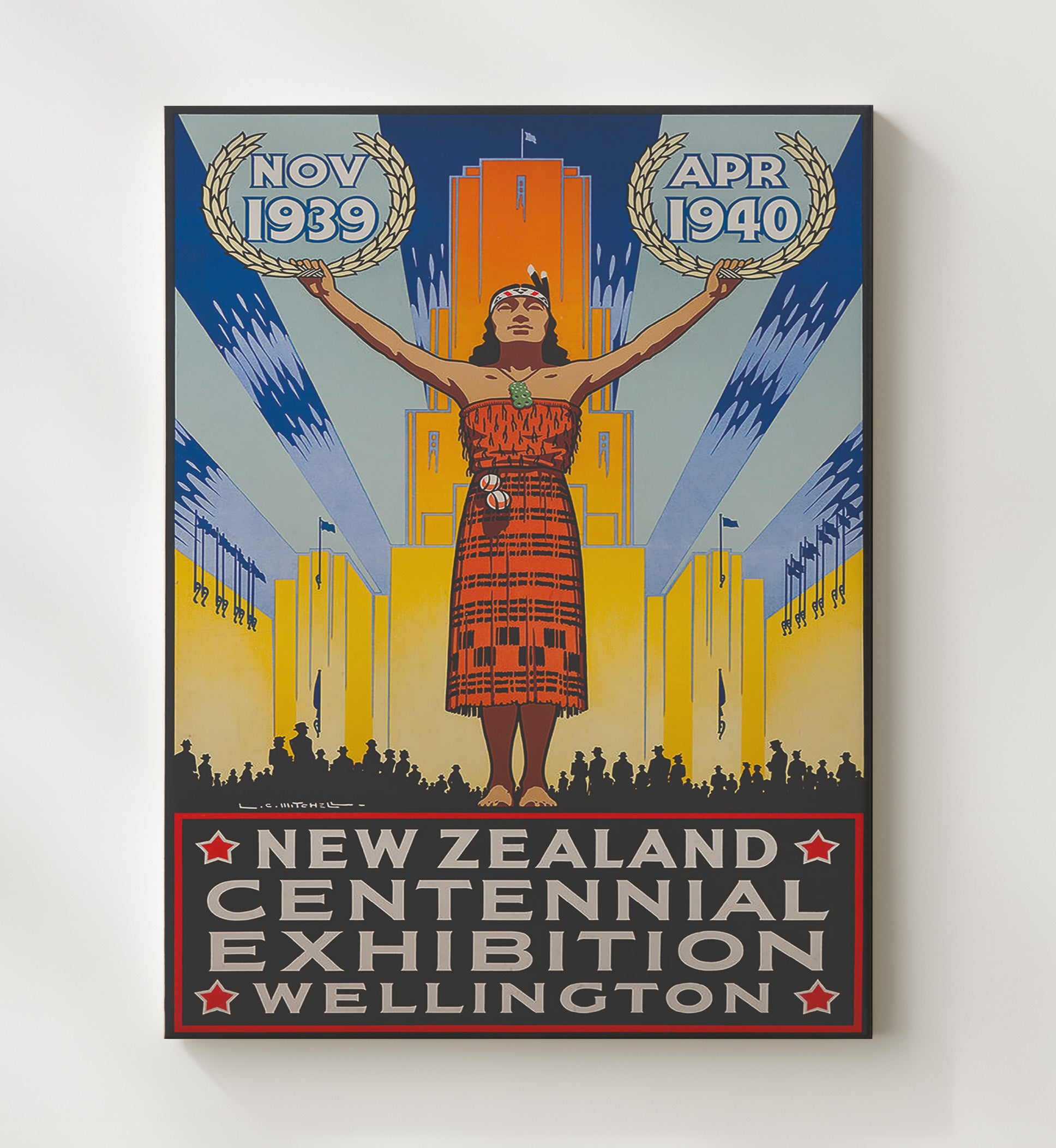 Wellington Centennial Exhibition 1939 1940 Vintage Travel Print 20x24 Canvas travel wall art print