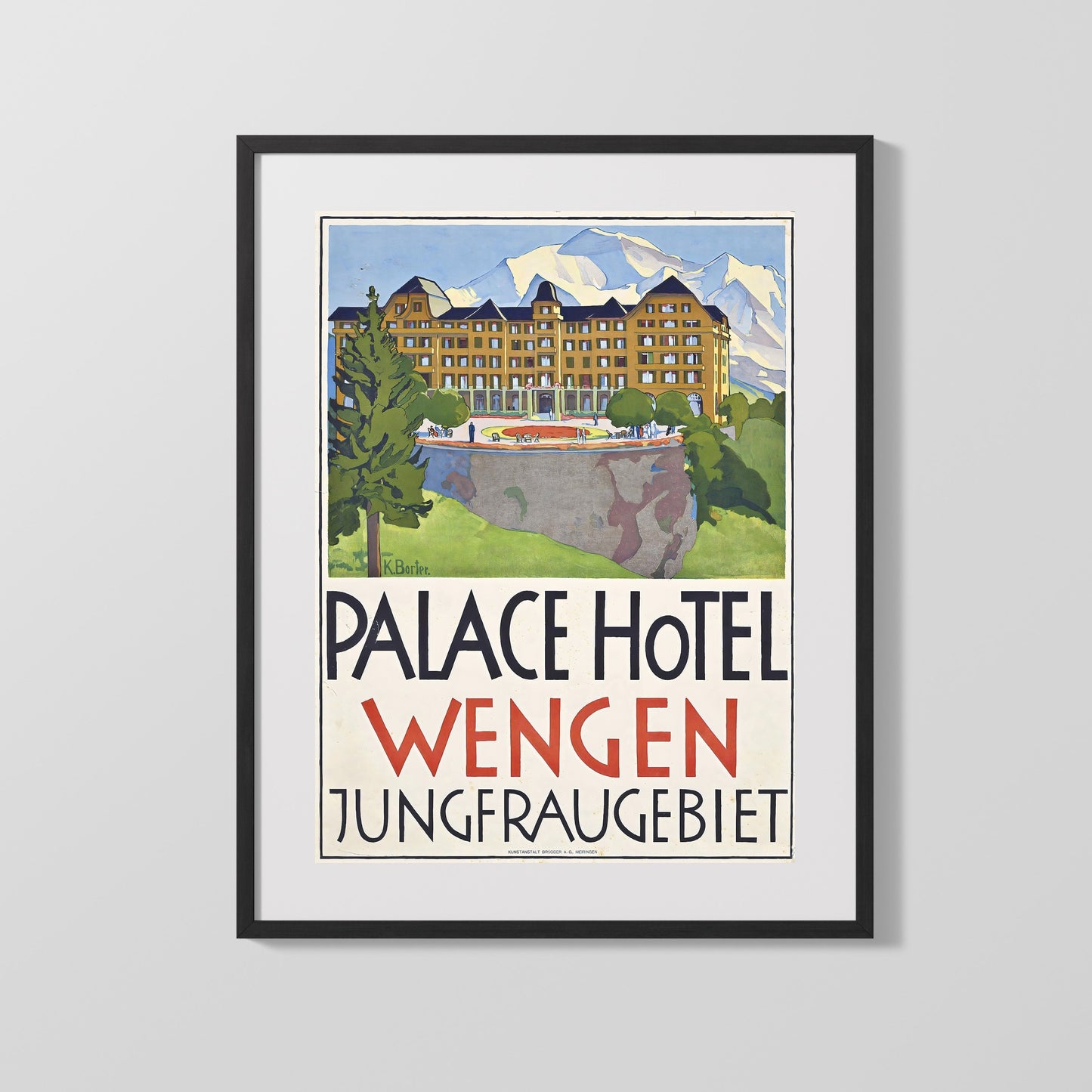 Classic Travel Poster - Wengen - Palace Hotel Jungfrau Travel Vintage Framed Prints Gallery Frame 16x20
