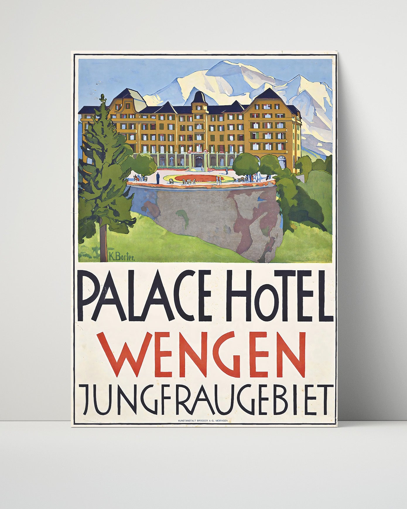 Wengen Palace Hotel Jungfrau Vintage Travel Print 16x20 Unframed Print travel wall art print