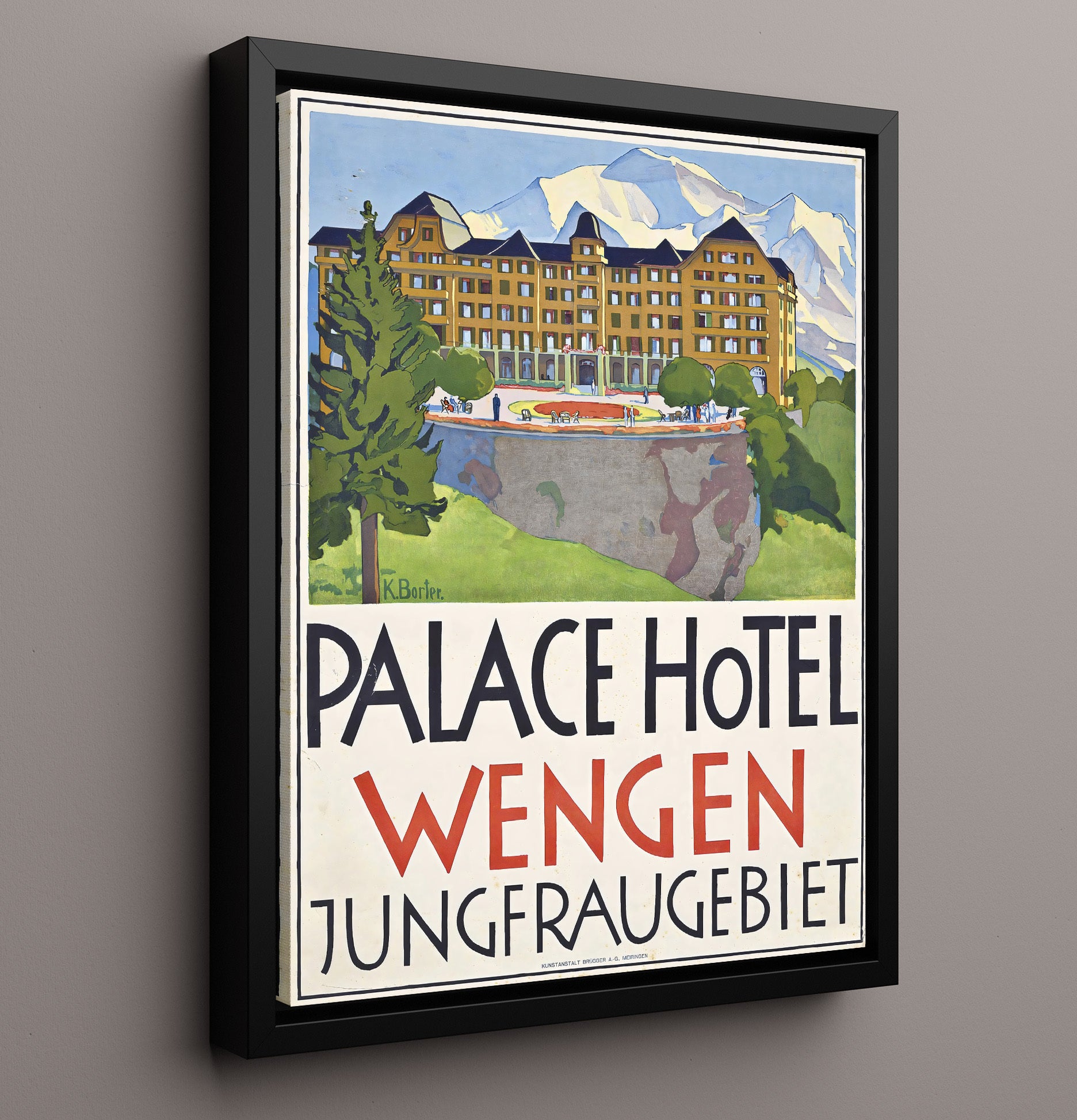 Wengen Palace Hotel Jungfrau Vintage Travel Print 16x20 Framed Canvas travel wall art print