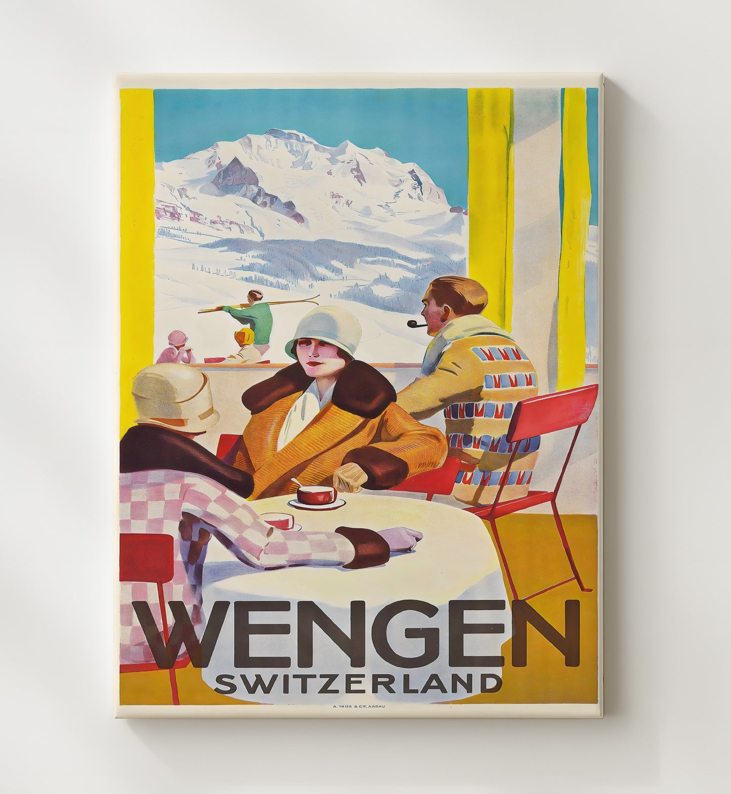 Wengen Switzerland Vintage Travel Print 20x24 Canvas travel wall art print