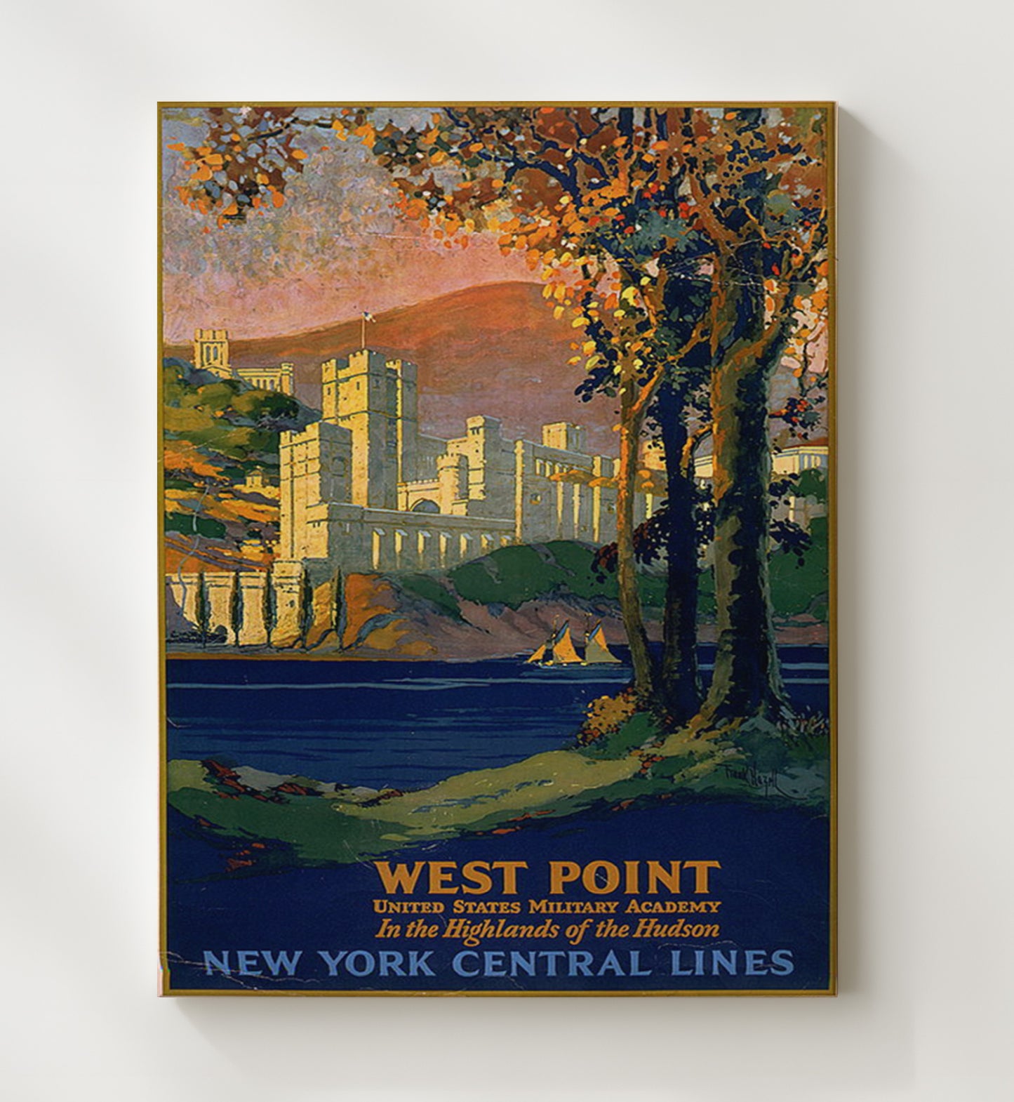 West Point Military Academy Vintage Travel Print 20x24 Canvas travel wall art print