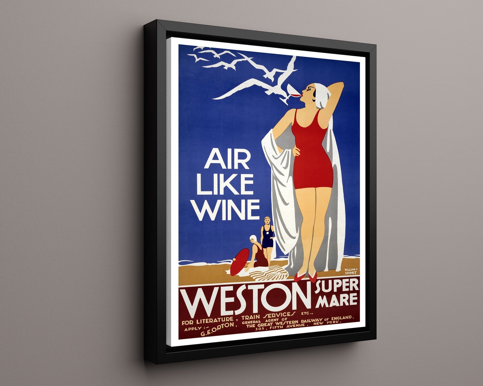 Classic Travel Poster - West Point - Military Academy Travel Vintage Framed Prints Floating Canvas 16x20