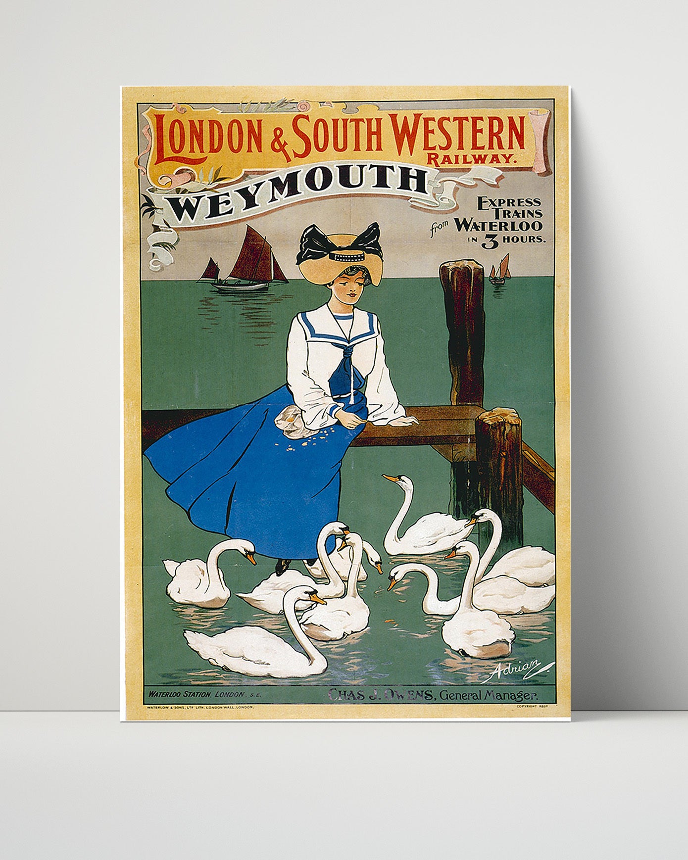 Weymouth South Western Railway Vintage Travel Print 16x20 Unframed Print travel wall art print