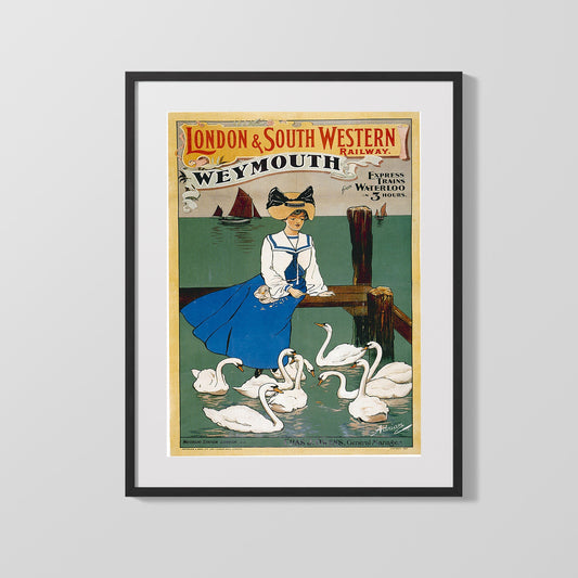Classic Travel Poster - Weymouth - South Western Railway Travel Vintage Framed Prints Gallery Frame 16x20
