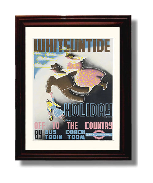 Whitsuntide Holiday Travel Vintage Travel Print 8x10 Beveled Frame travel wall art print