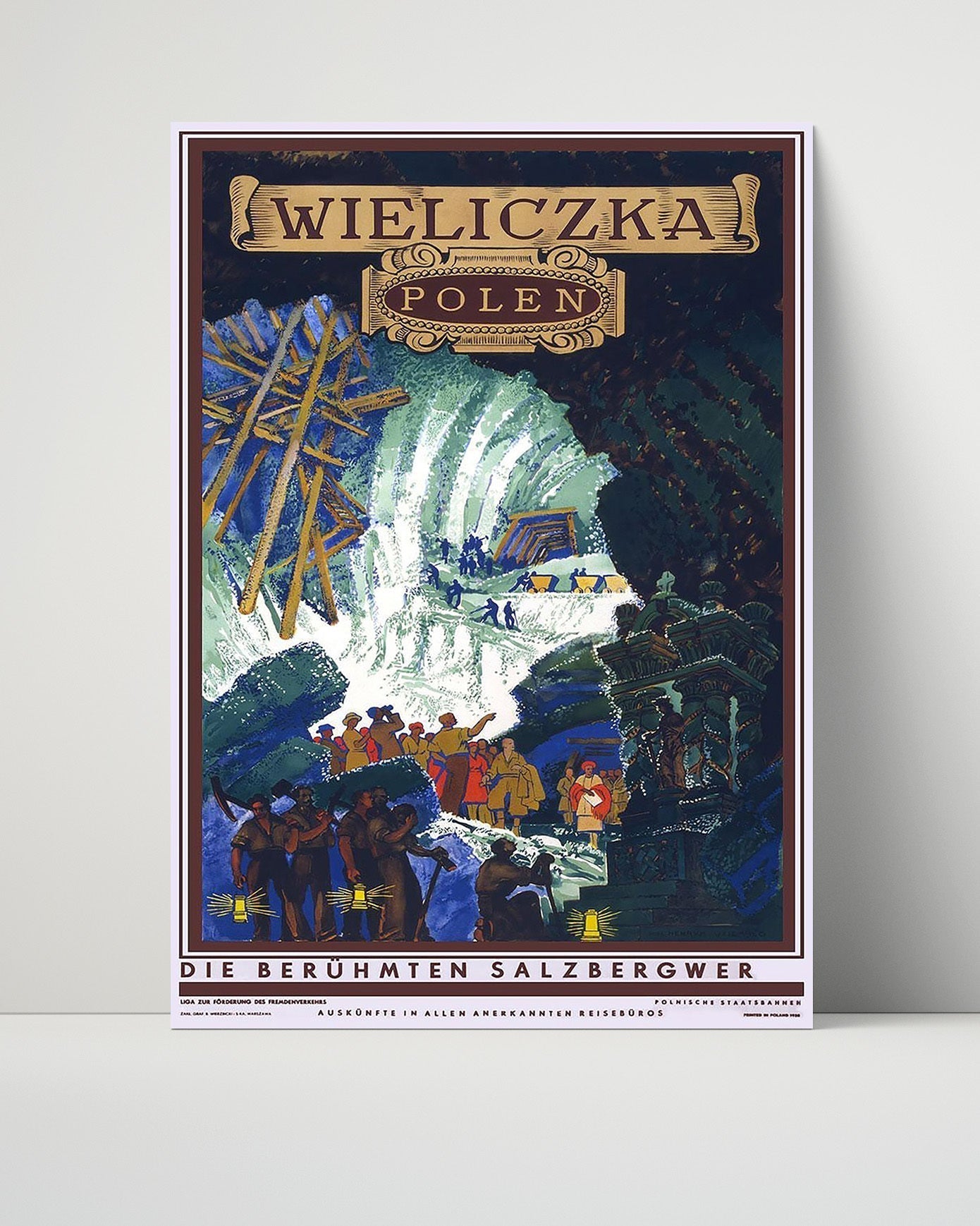 Classic Travel Poster - Wieliczka - Salt Mines Travel Vintage Framed Prints Poster 16x20