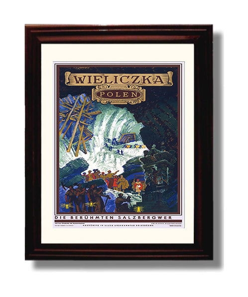 Wieliczka Salt Mines Vintage Travel Print 8x10 Beveled Frame travel wall art print