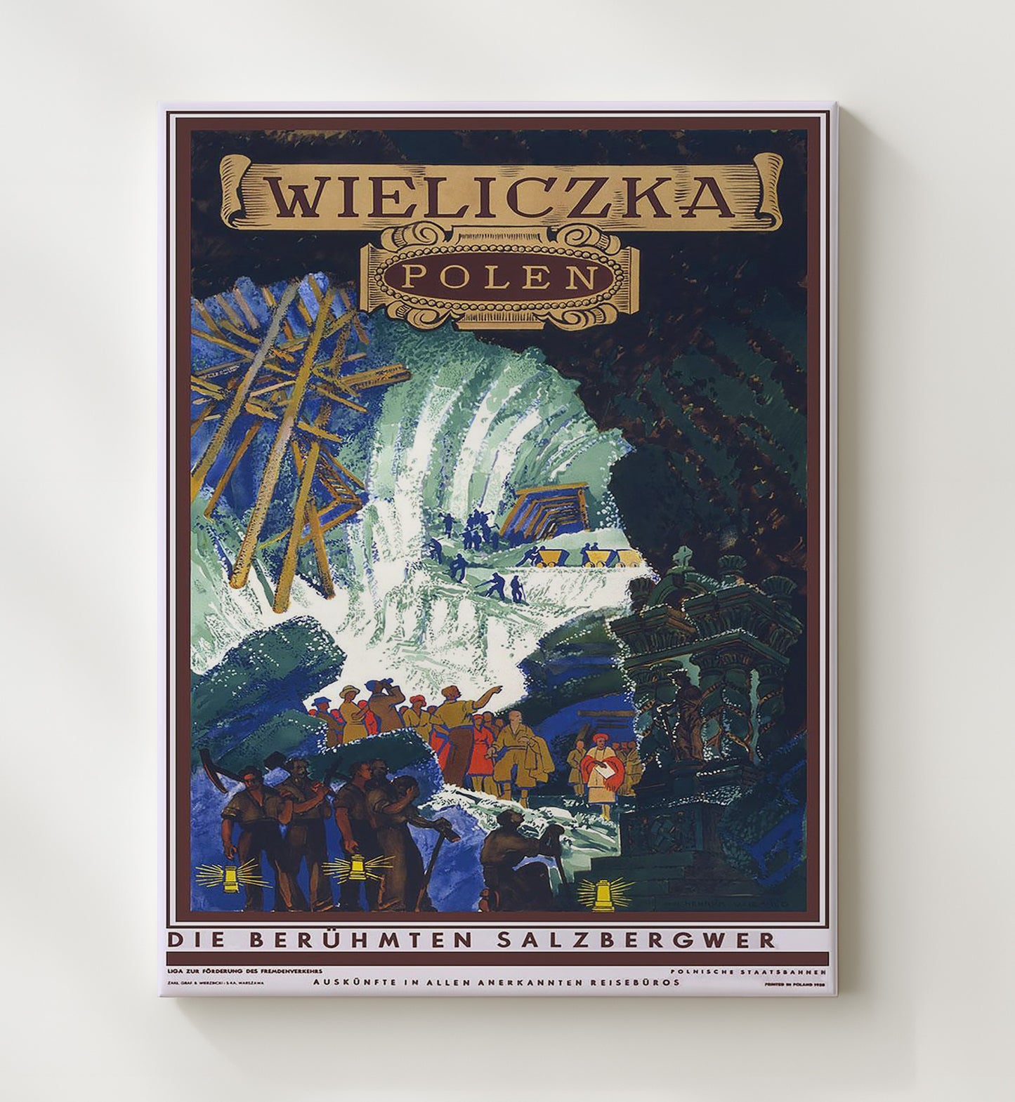 Wieliczka Salt Mines Vintage Travel Print 20x24 Canvas travel wall art print