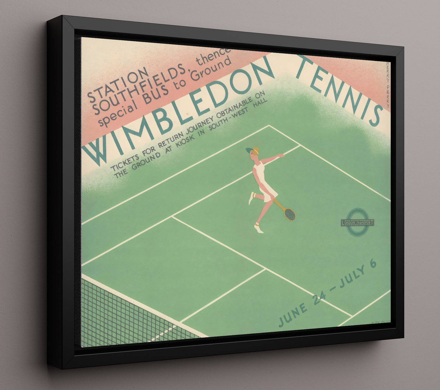Wimbledon Vintage Travel Print 16x20 Framed Canvas travel wall art print