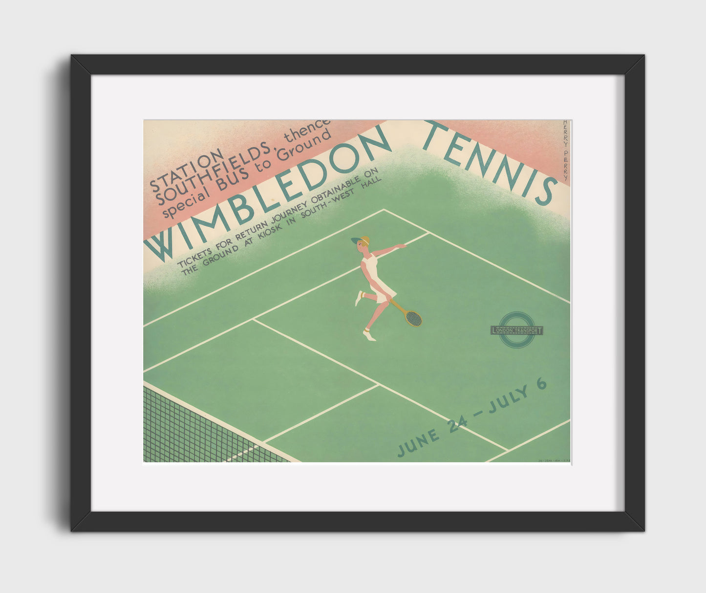 Wimbledon Vintage Travel Print 16x20 Gallery Frame travel wall art print
