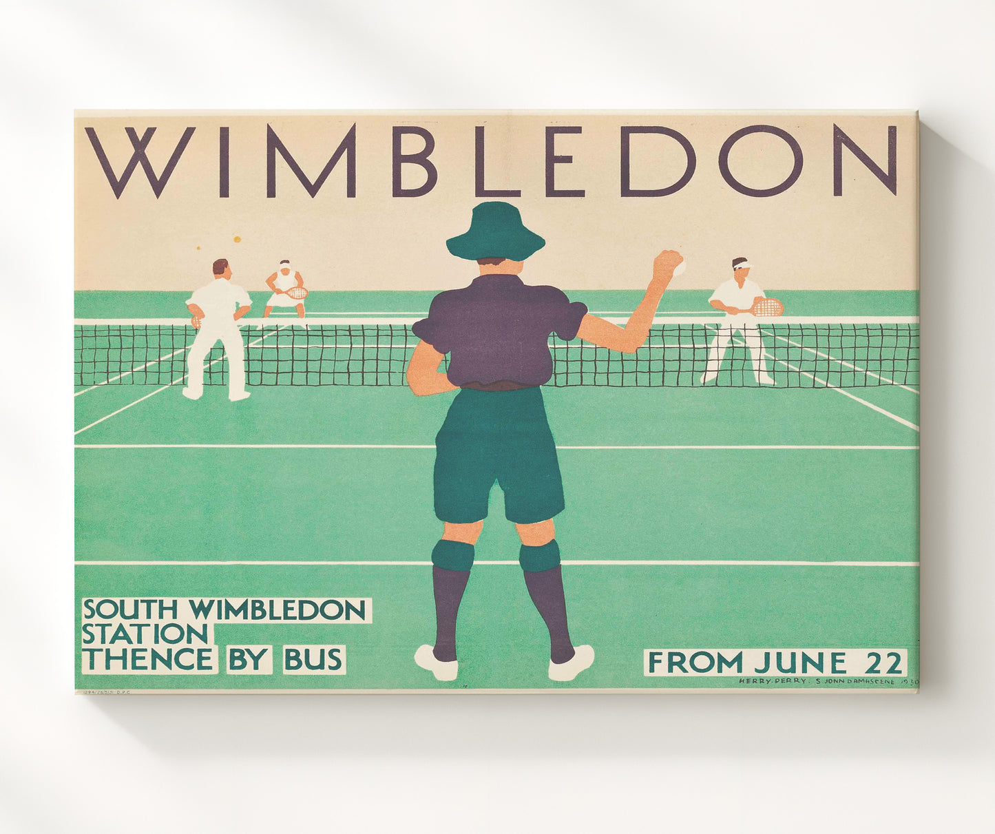 Wimbledon Tennis Vintage Travel Print 20x24 Canvas travel wall art print