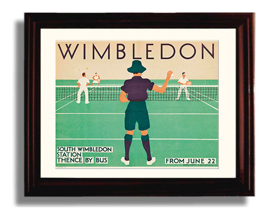 Wimbledon Tennis Vintage Travel Print 8x10 Beveled Frame travel wall art print