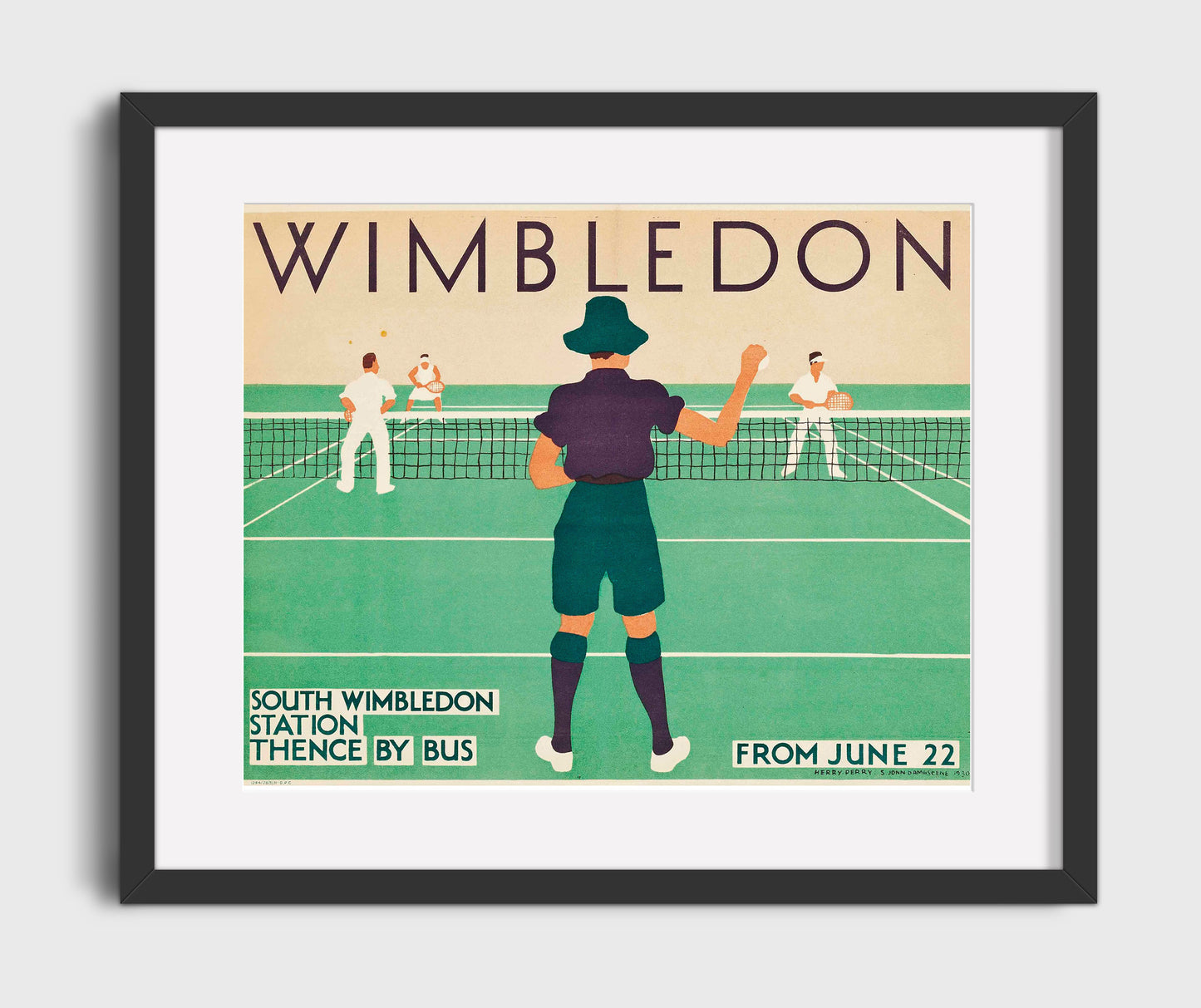Wimbledon Tennis Vintage Travel Print 16x20 Gallery Frame travel wall art print