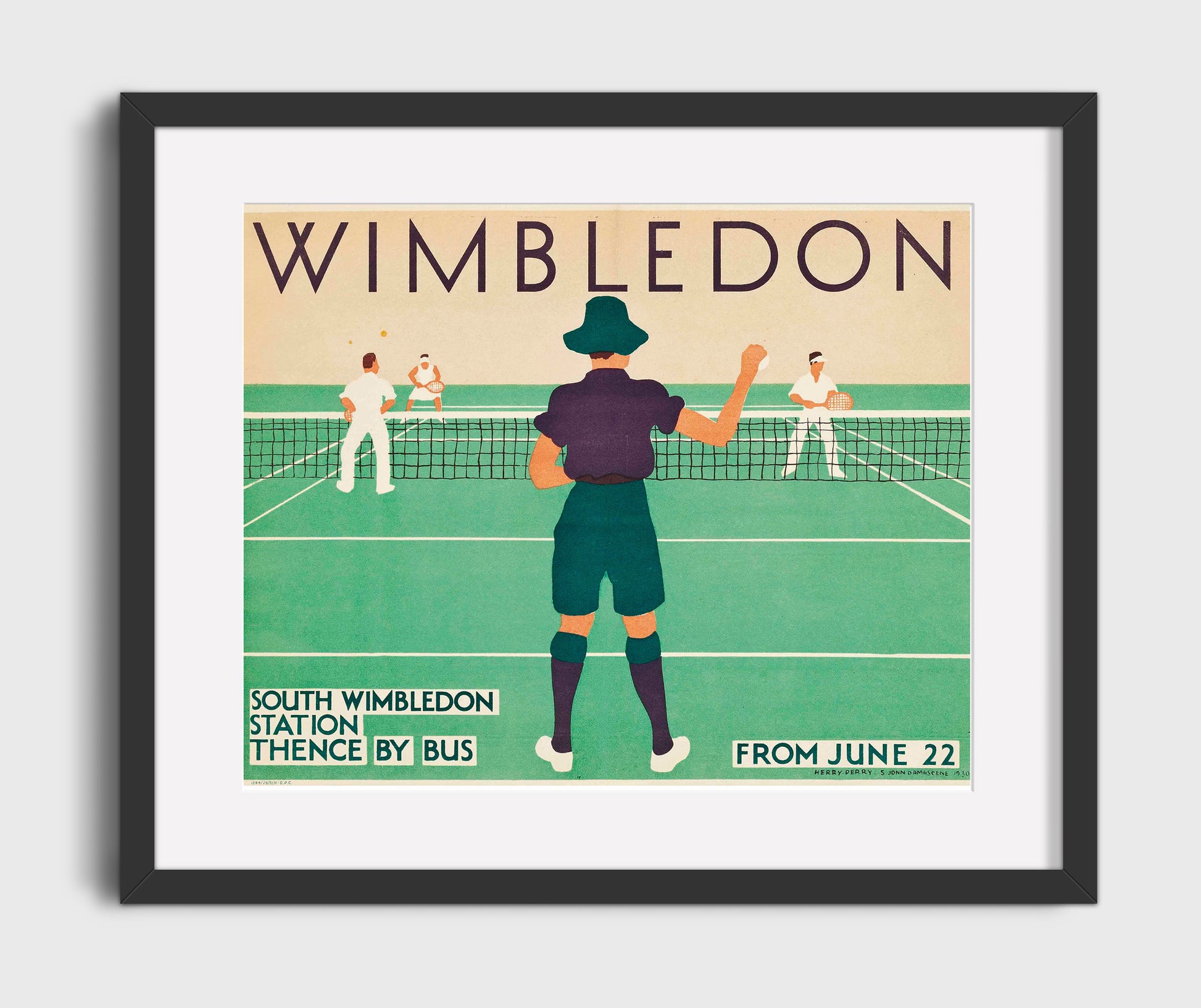 Wimbledon Tennis Vintage Travel Print 16x20 Gallery Frame travel wall art print