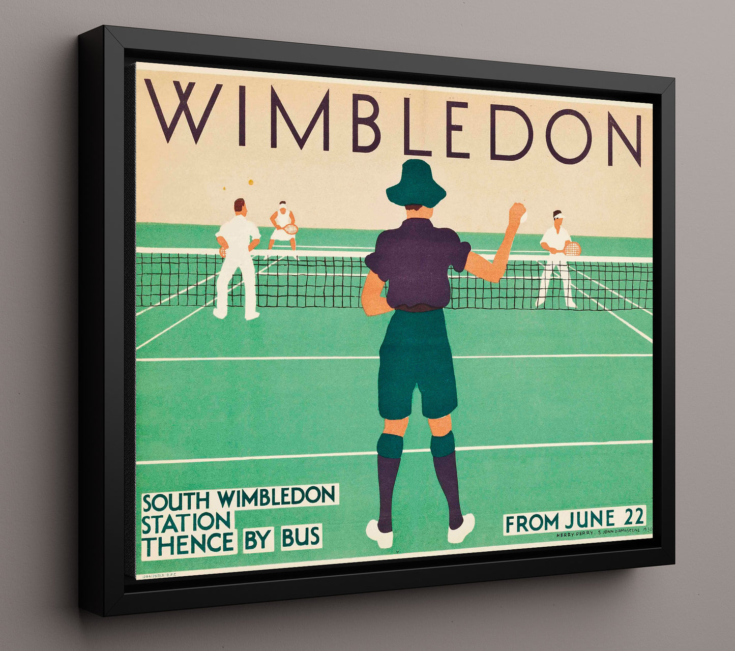 Wimbledon Tennis Vintage Travel Print 16x20 Framed Canvas travel wall art print