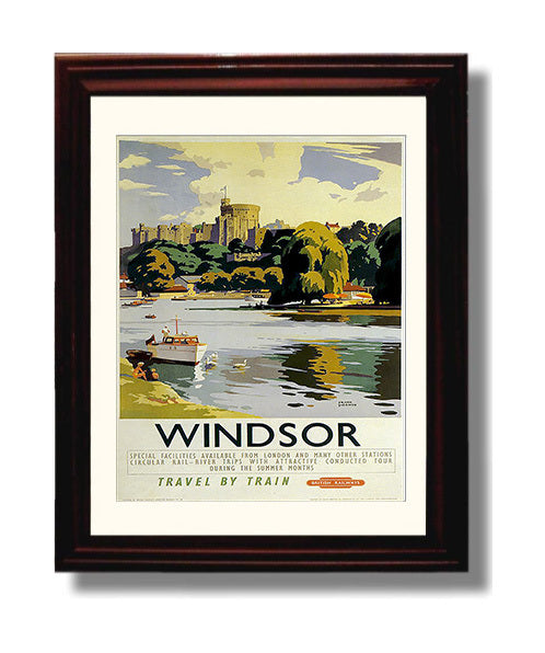 Windsor Travel By Train Vintage Travel Print 8x10 Beveled Frame travel wall art print