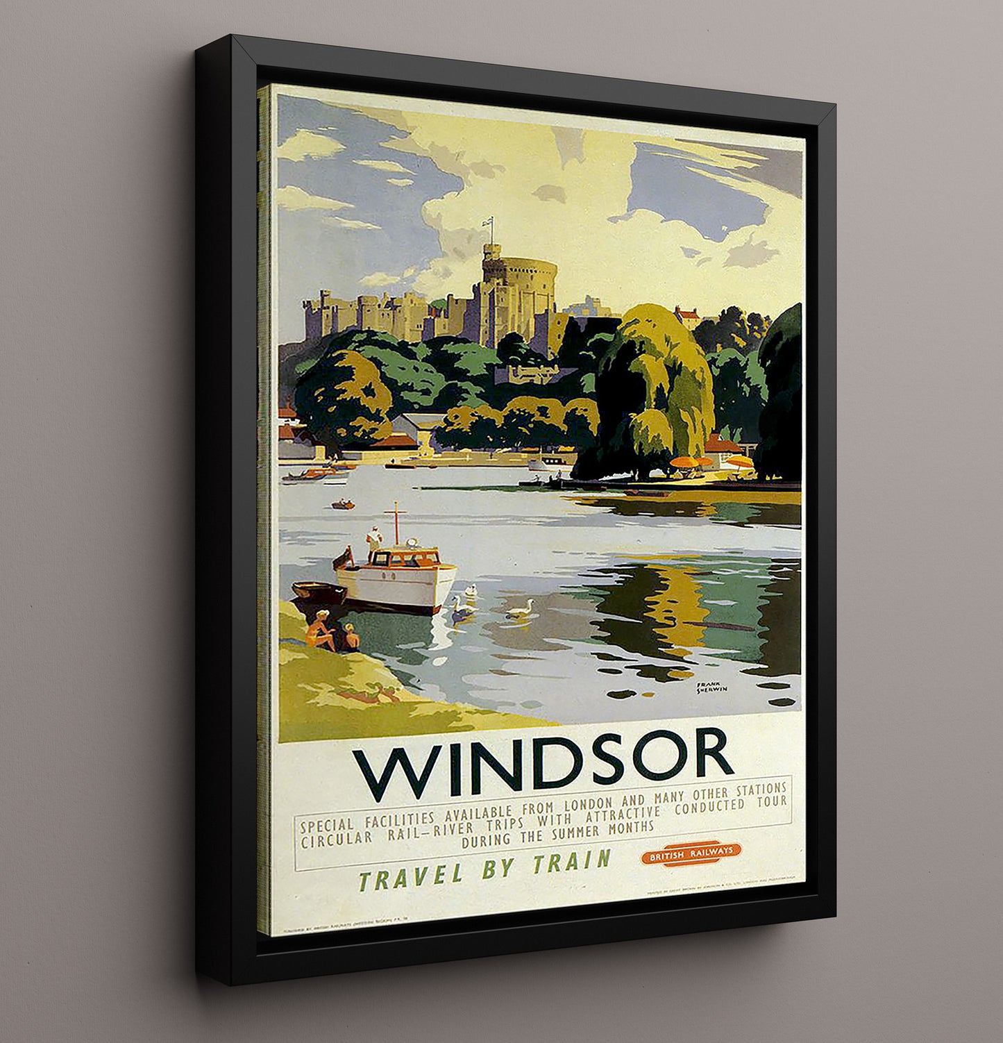 Windsor Travel By Train Vintage Travel Print 16x20 Framed Canvas travel wall art print