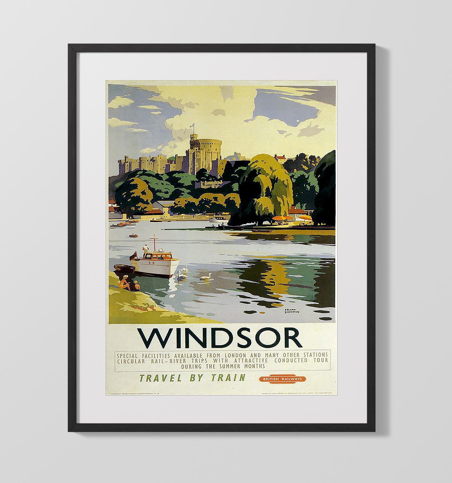 Windsor Travel By Train Vintage Travel Print 16x20 Gallery Frame travel wall art print