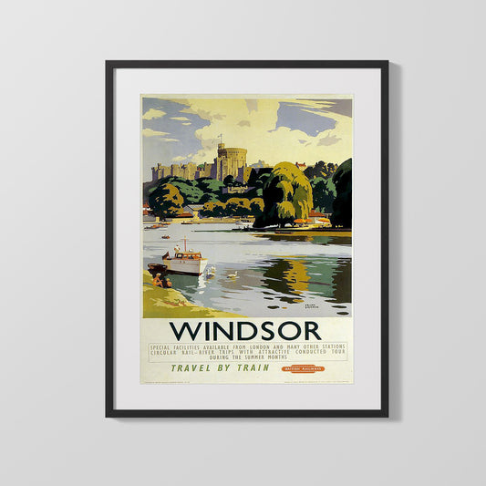 Classic Travel Poster - Windsor - Travel By Train Travel Vintage Framed Prints Gallery Frame 16x20