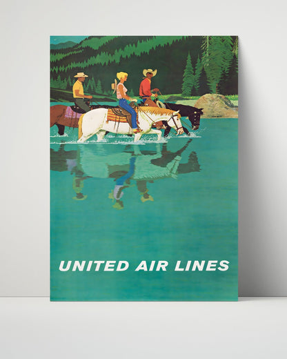 Classic Travel Unframed Poster -  Wyoming - United Airlines Horses