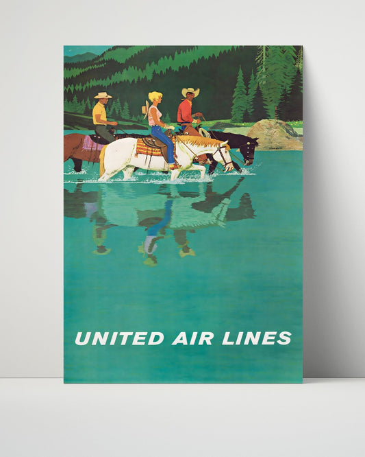 Classic Travel Unframed Poster -  Wyoming - United Airlines Horses