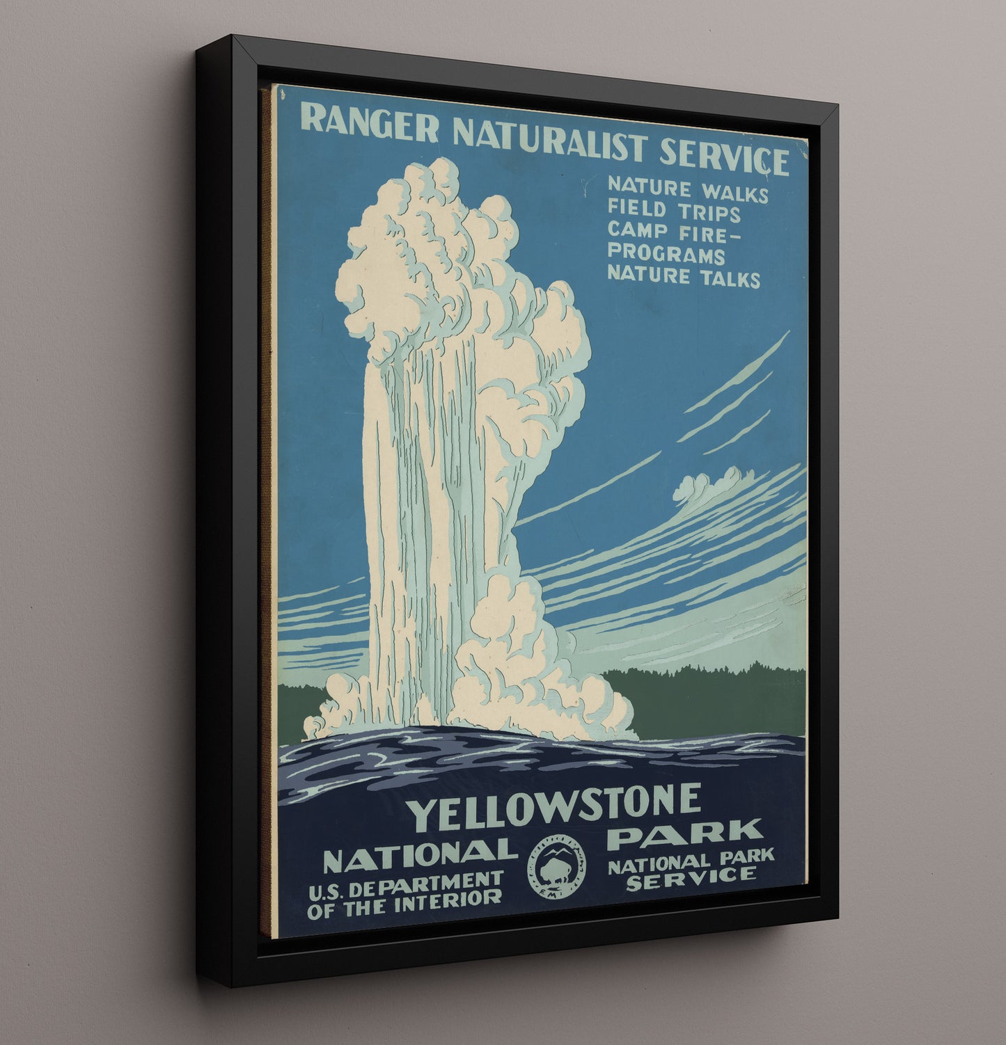 Yellowstone National Park Ranger Naturalist Service 1938 Vintage Travel Print 16x20 Framed Canvas travel wall art print