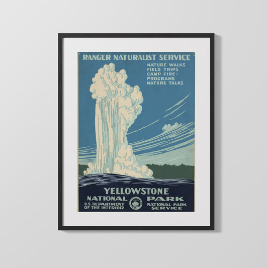 Classic Travel Poster - Yellowstone National Park - Ranger Naturalist Service 1938