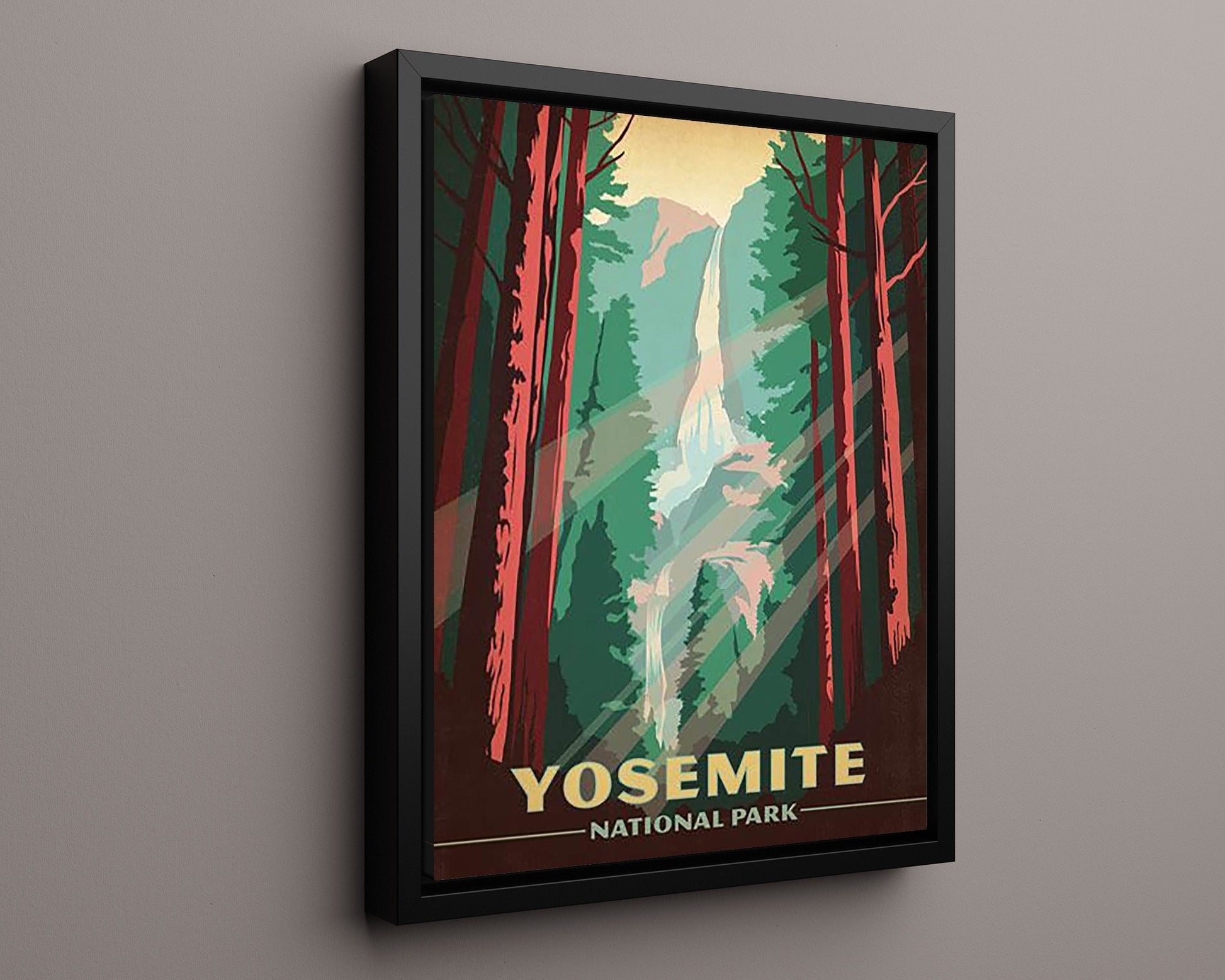 Classic Travel Poster - Yosemite - National Park Travel Vintage Framed Prints Floating Canvas 16x20