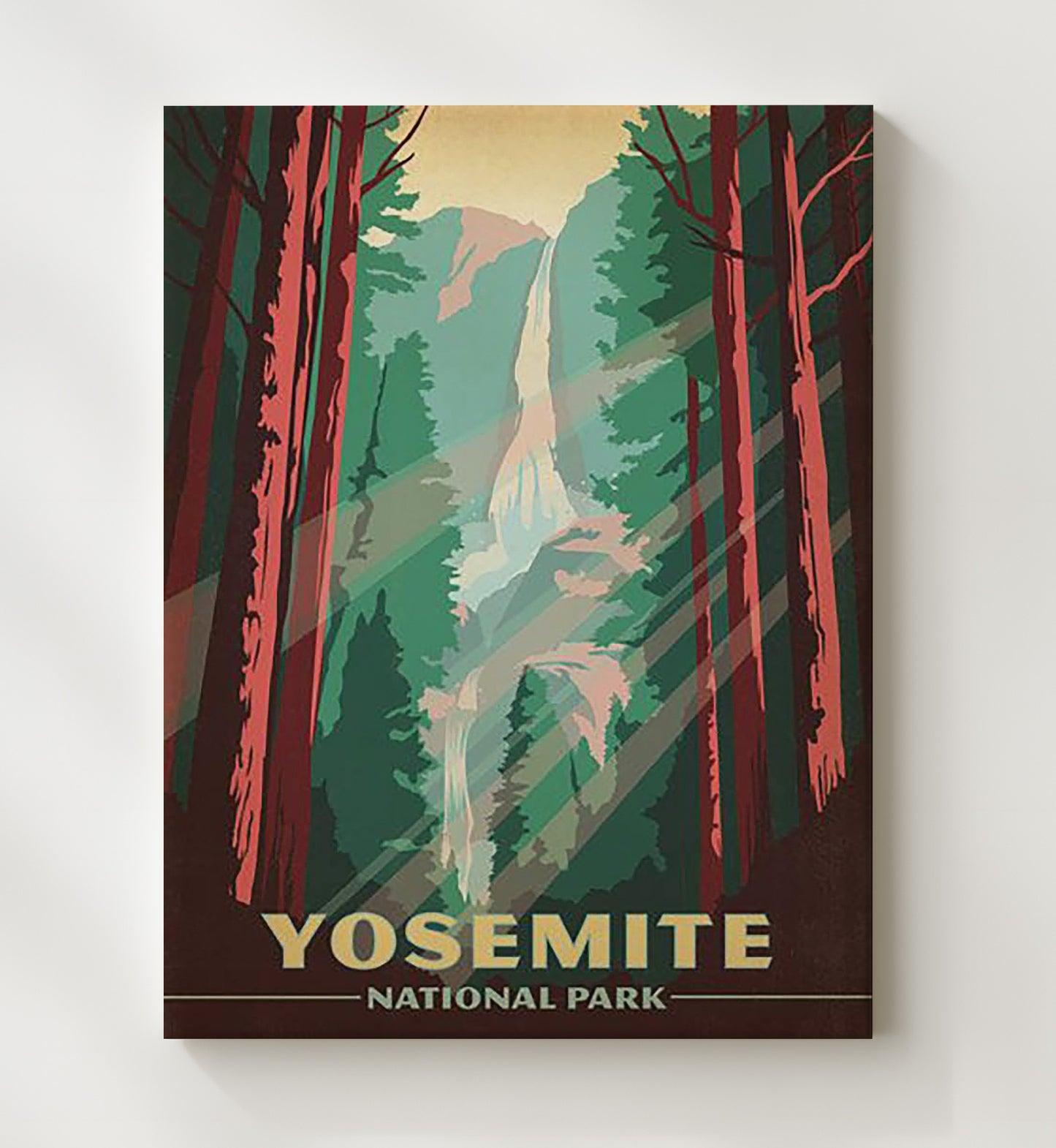 Yosemite National Park Vintage Travel Print 20x24 Canvas travel wall art print