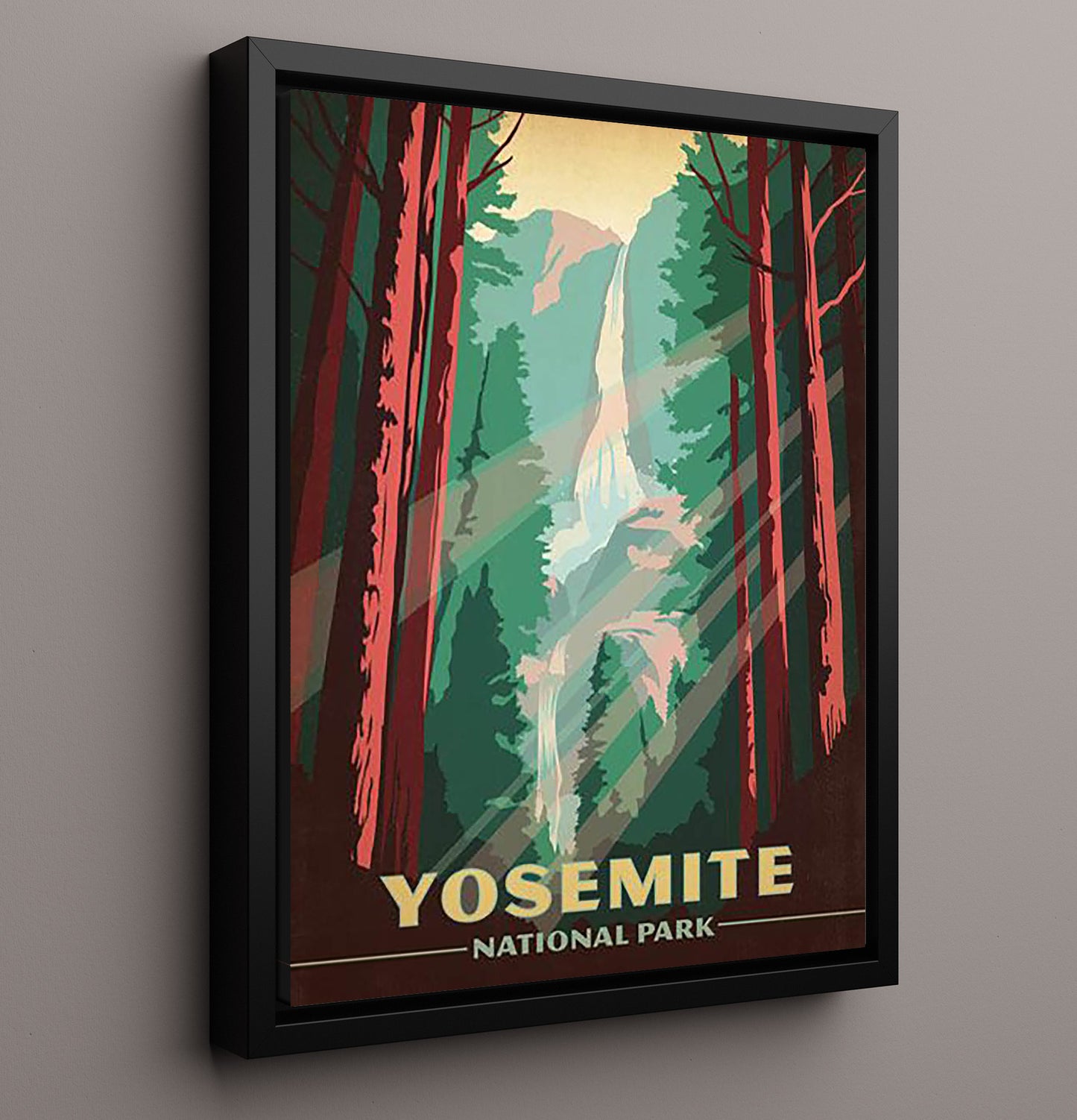 Yosemite National Park Vintage Travel Print 16x20 Framed Canvas travel wall art print