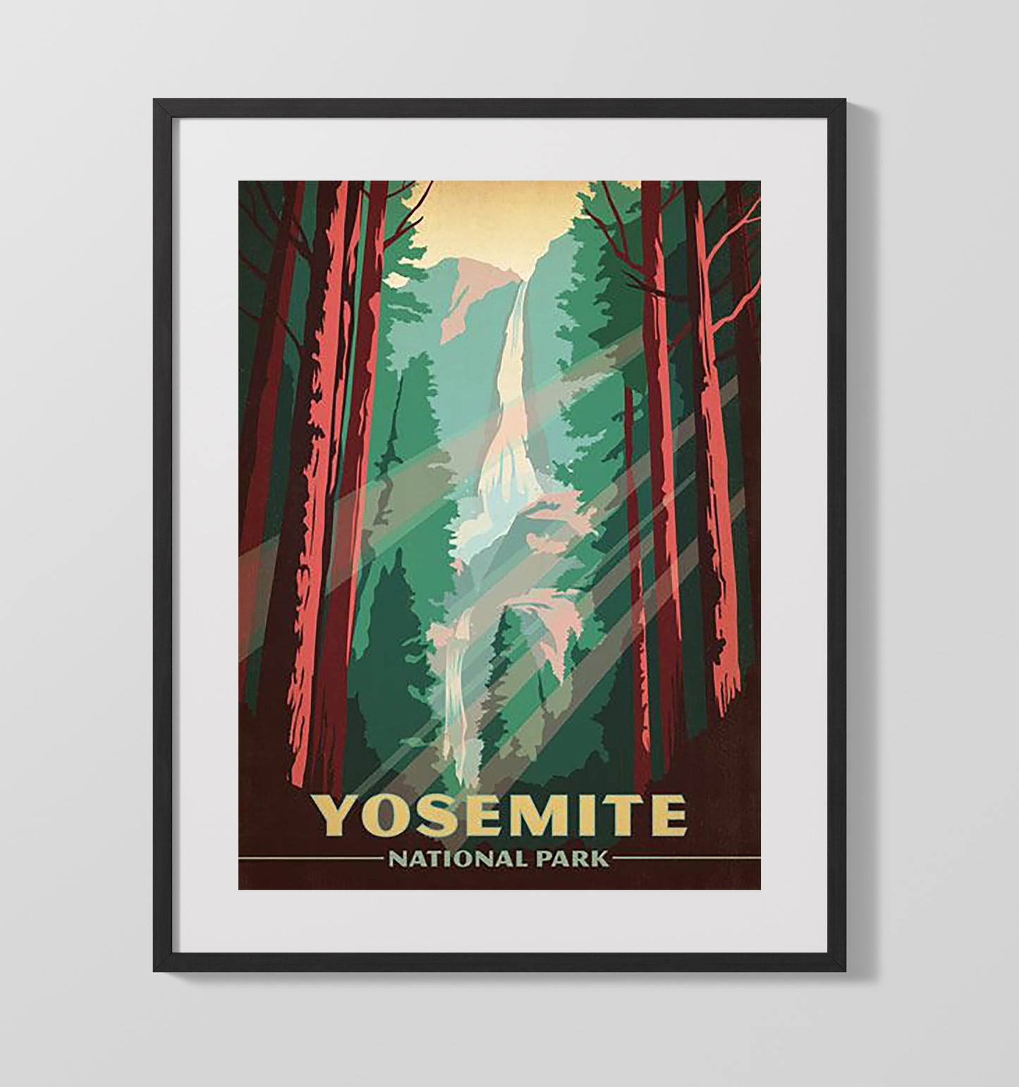 Yosemite National Park Vintage Travel Print 16x20 Gallery Frame travel wall art print