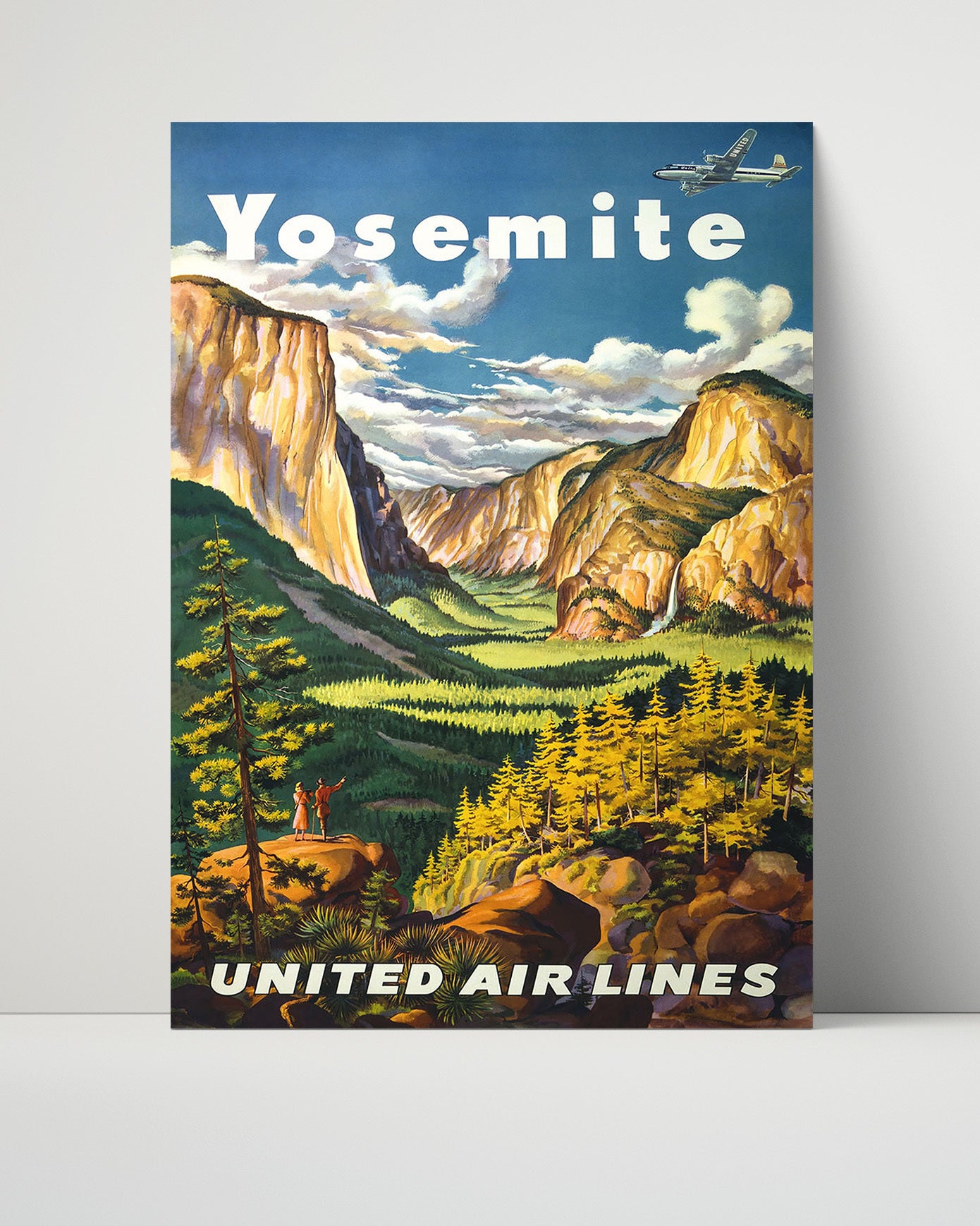 Yosemite United Air Lines Vintage Travel Print 16x20 Unframed Print travel wall art print