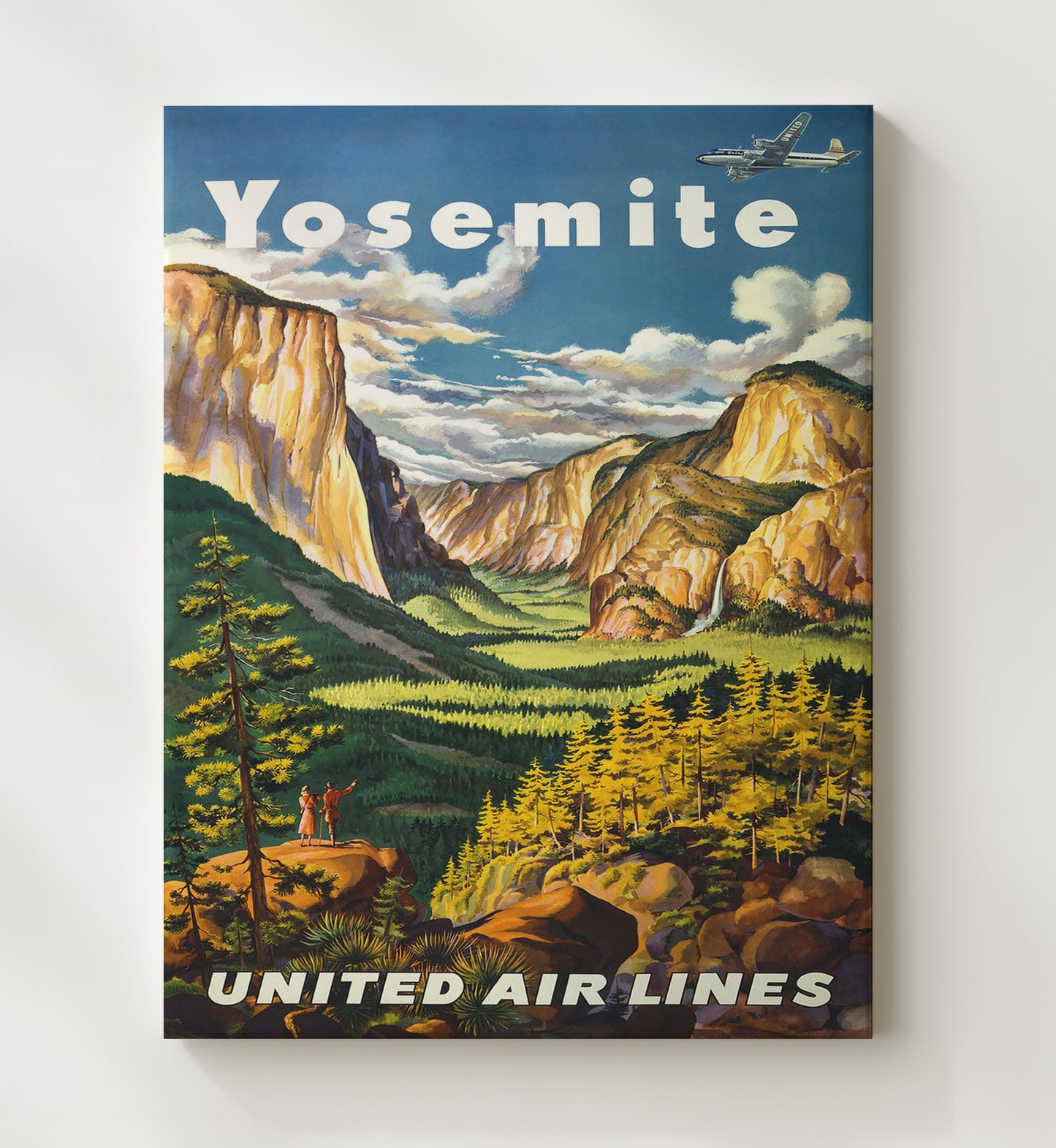 Yosemite United Air Lines Vintage Travel Print 20x24 Canvas travel wall art print