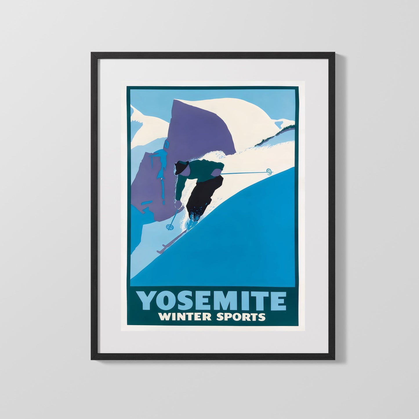 Classic Travel Poster - Yosemite - Winter Sports Travel Vintage Framed Prints Gallery Frame 16x20