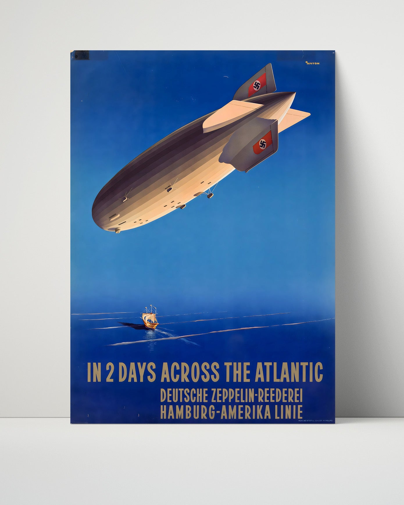 Zeppelin Across the Atlantic Vintage Travel Print 16x20 Unframed Print travel wall art print