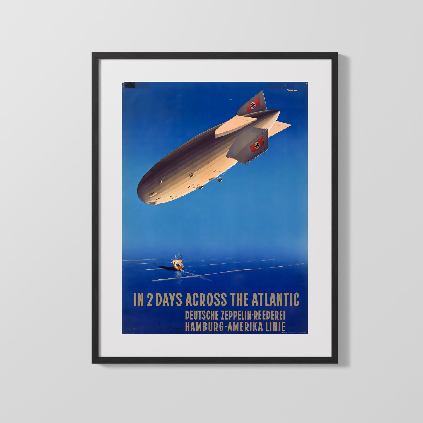 Classic Travel Poster - Zeppelin - Across the Atlantic