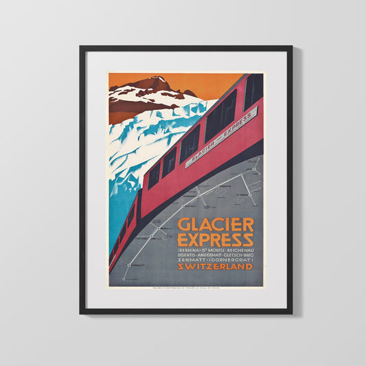 Classic Travel Poster - Zermatt - Glacier Express Train