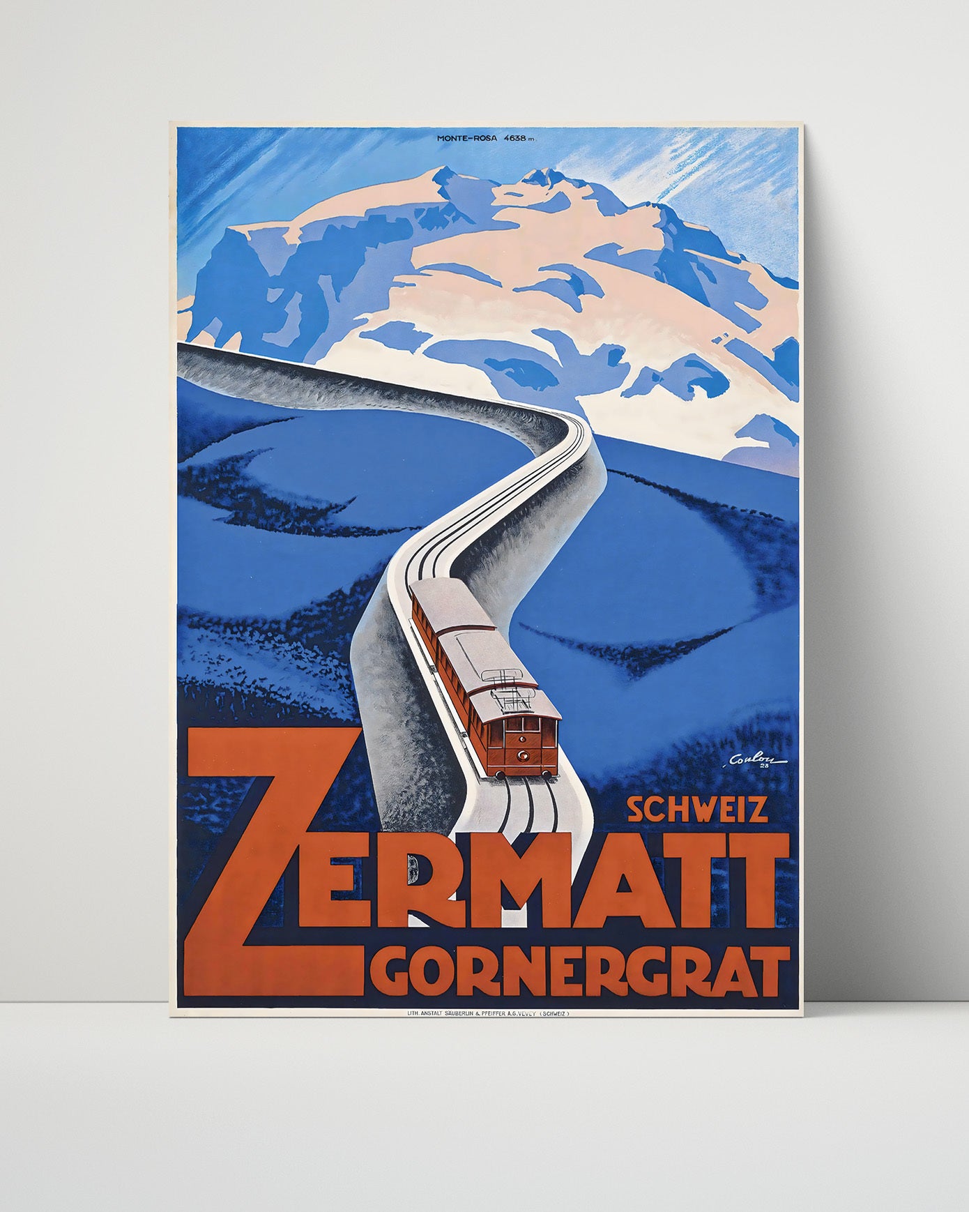 Zermatt Gornergrat Railway Vintage Travel Print 16x20 Unframed Print travel wall art print