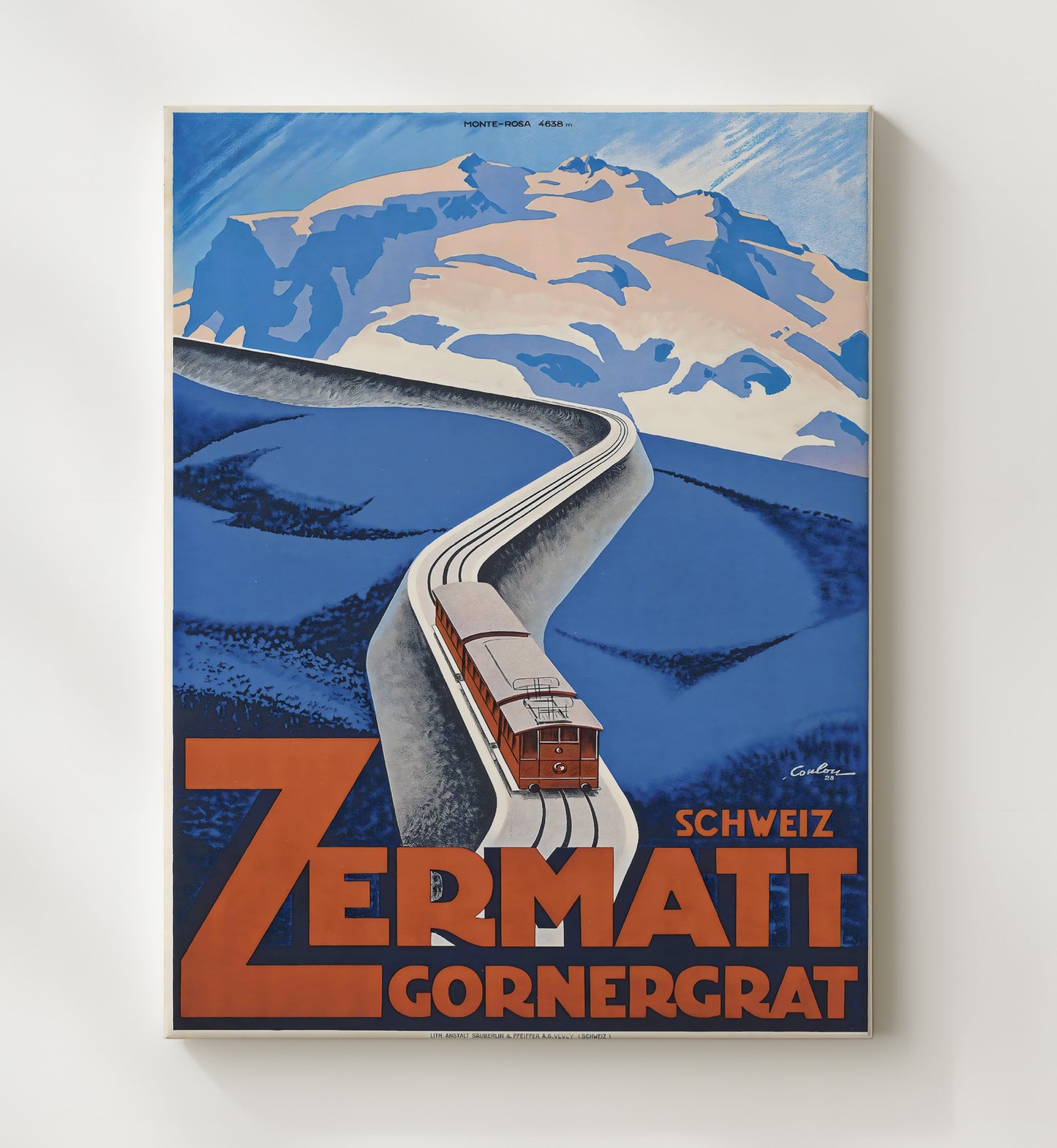 Zermatt Gornergrat Railway Vintage Travel Print 20x24 Canvas travel wall art print