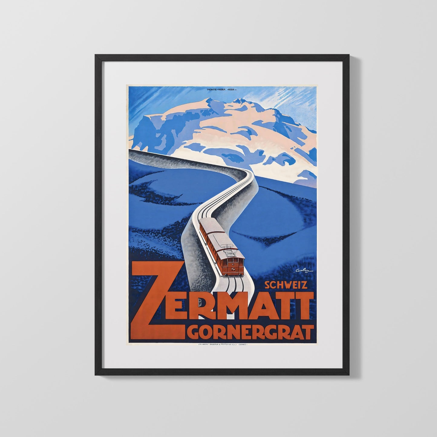 Classic Travel Poster - Zermatt - Gornergrat Railway Travel Vintage Framed Prints Gallery Frame 16x20
