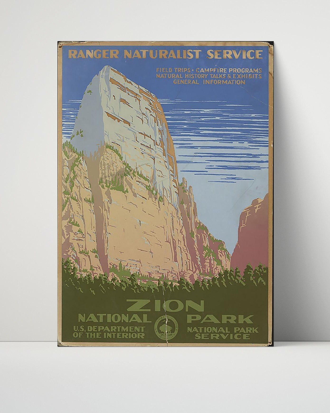 Classic Travel Poster - Zion National Park - Ranger Naturalist Service 1938 Travel Vintage Framed Prints Poster 16x20