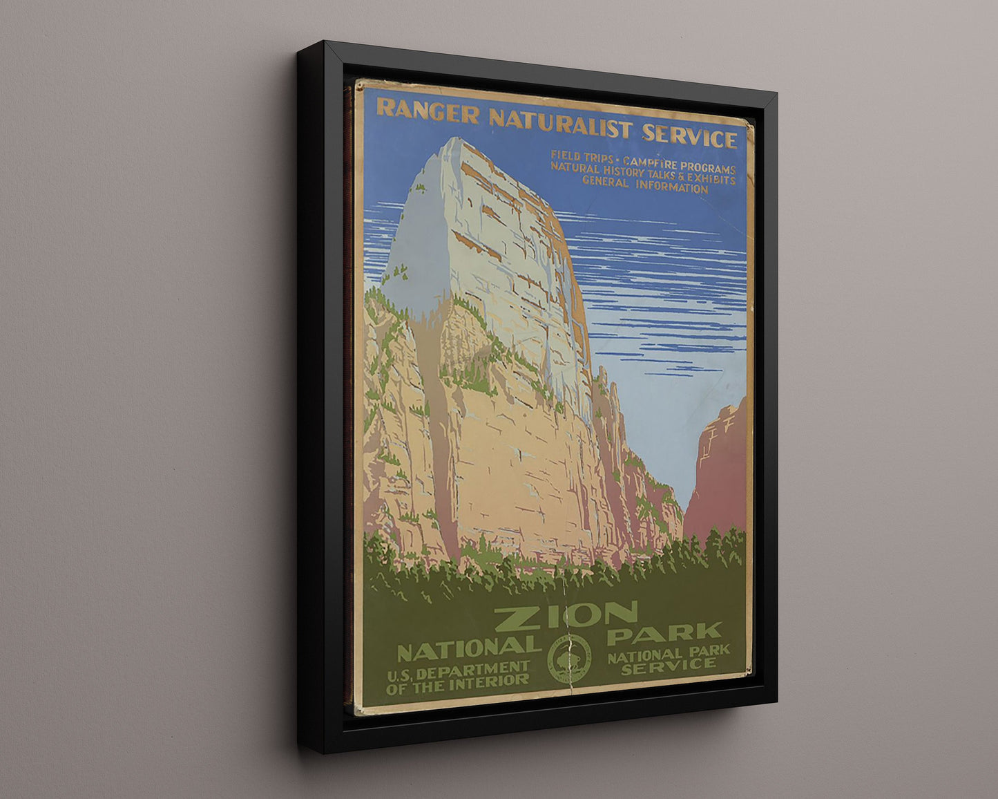 Classic Travel Poster - Zion National Park - Ranger Naturalist Service 1938